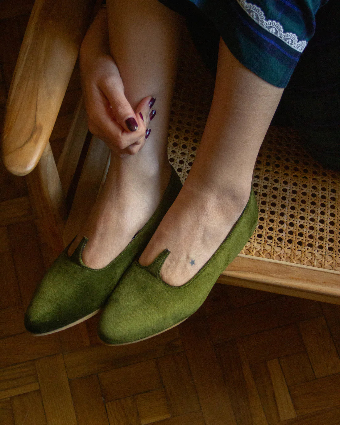 Slippers IQ Home Terciopelo Verde