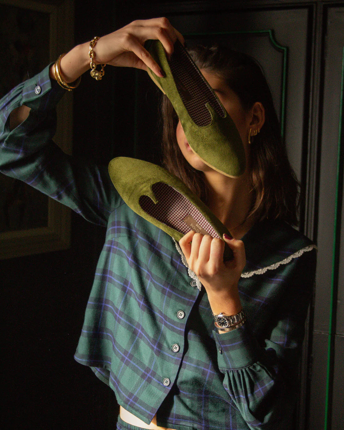 Slippers IQ Home Terciopelo Verde