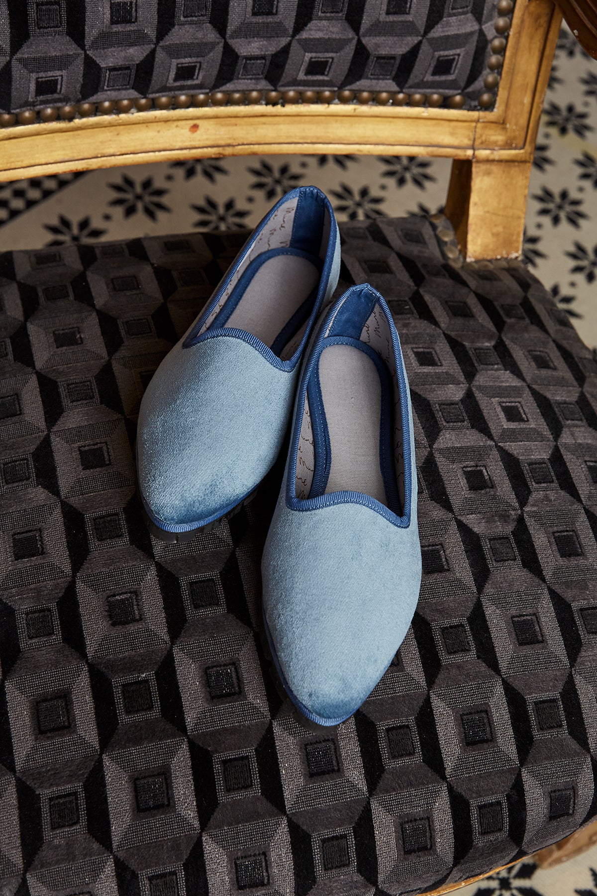 Slippers Terciopelo Azul Plomo