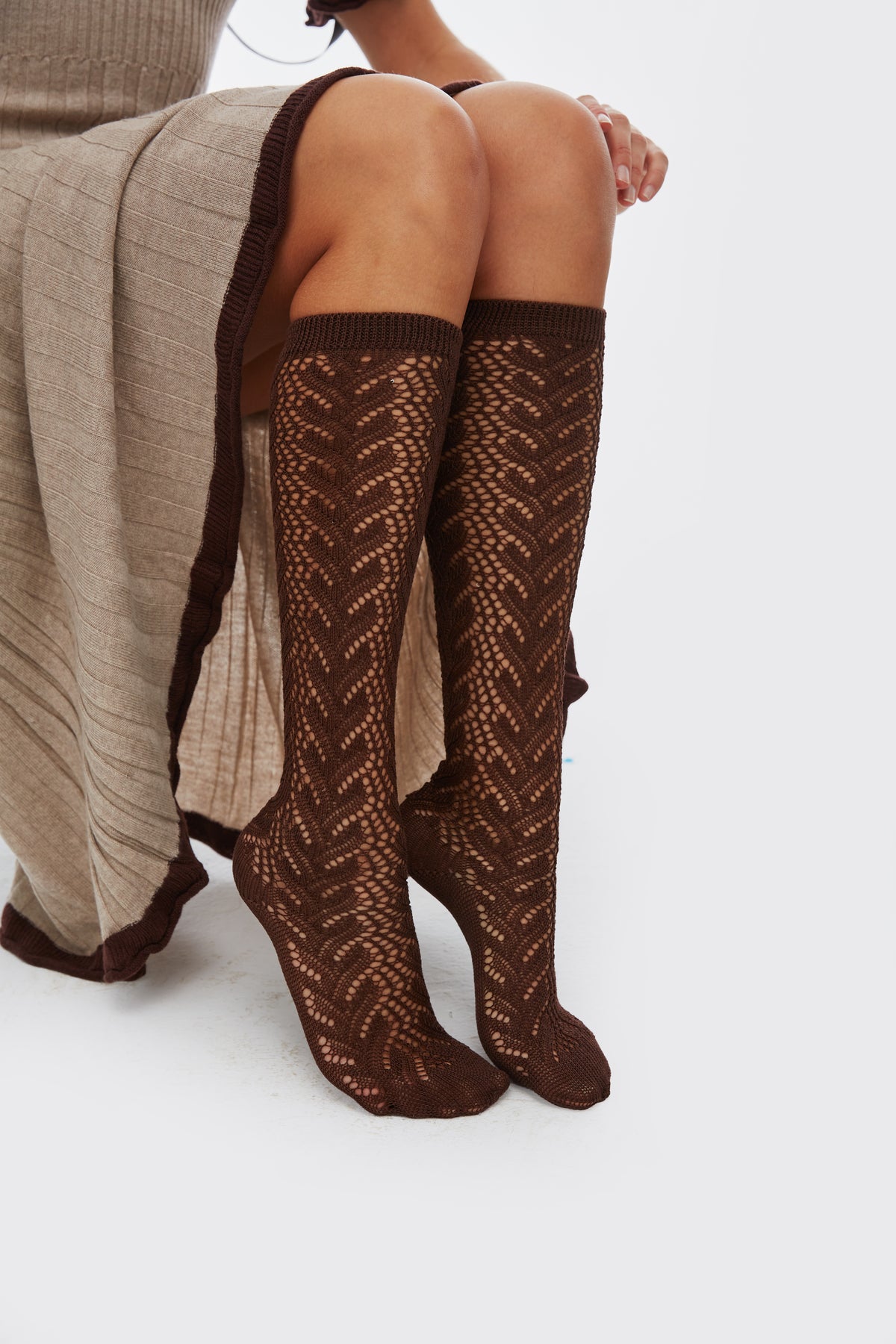 Brown Openwork Sock