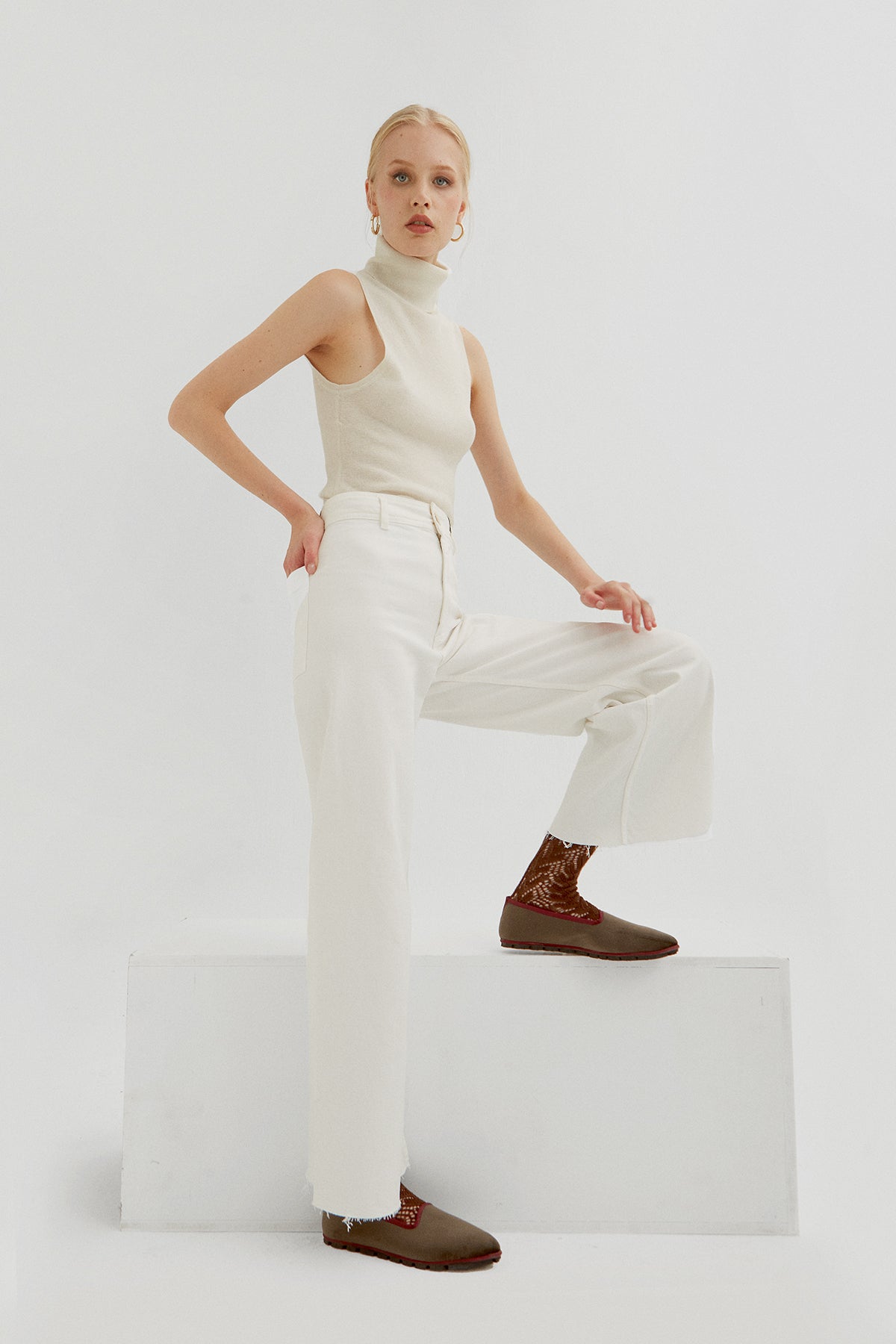 Calcetín Calado Marrón