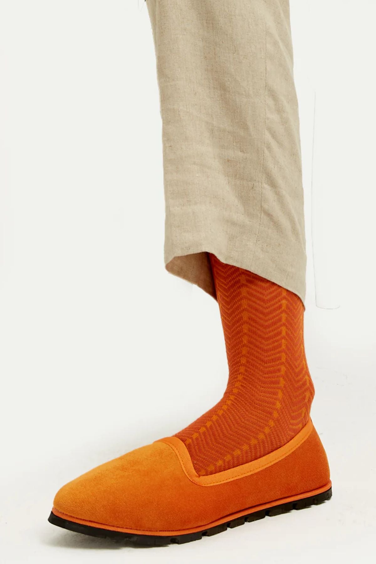 Orange Velvet Slippers