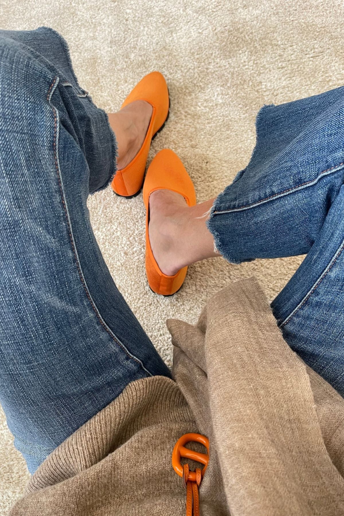 Orange Velvet Slippers