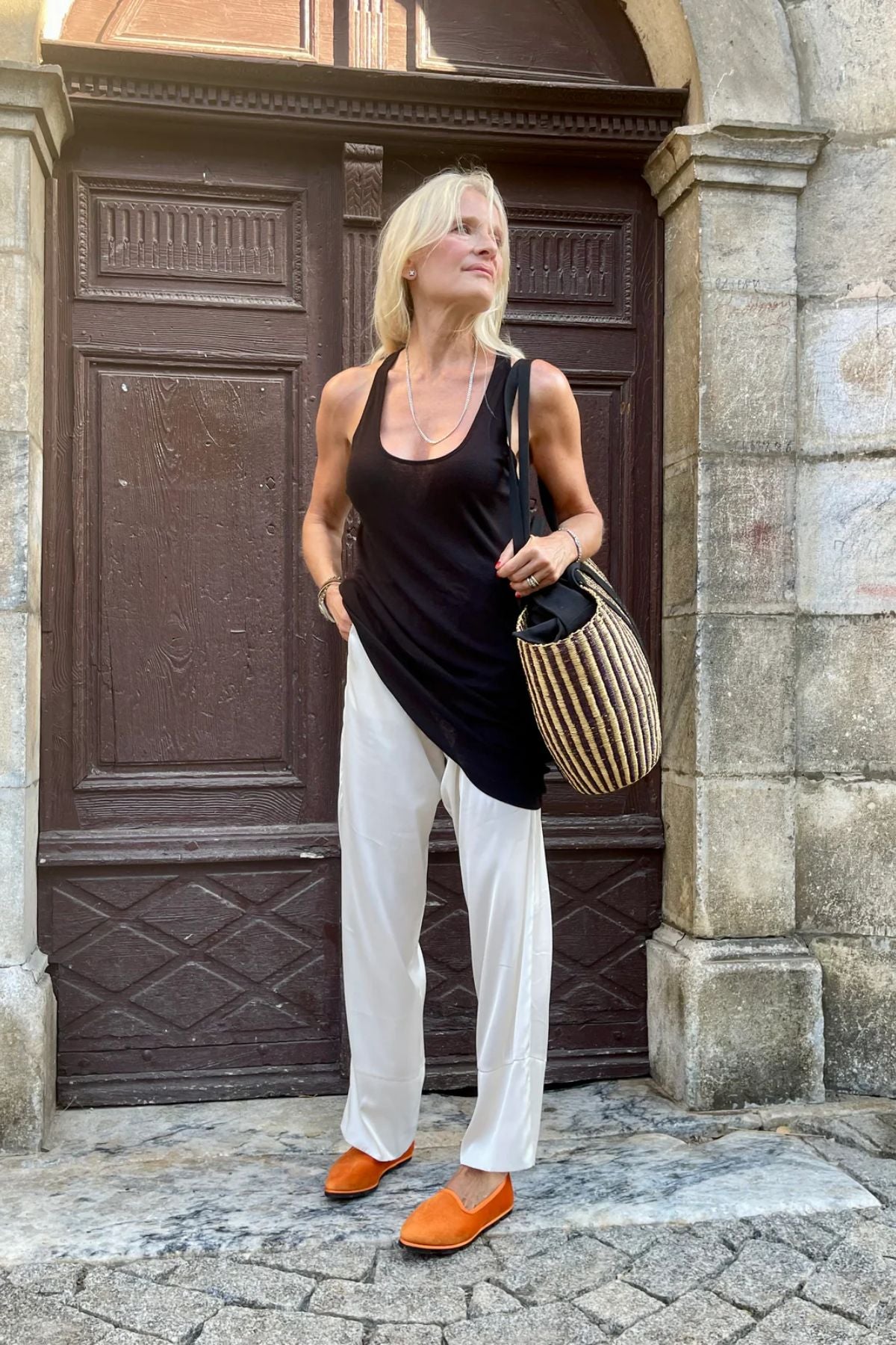 Orange Velvet Slippers