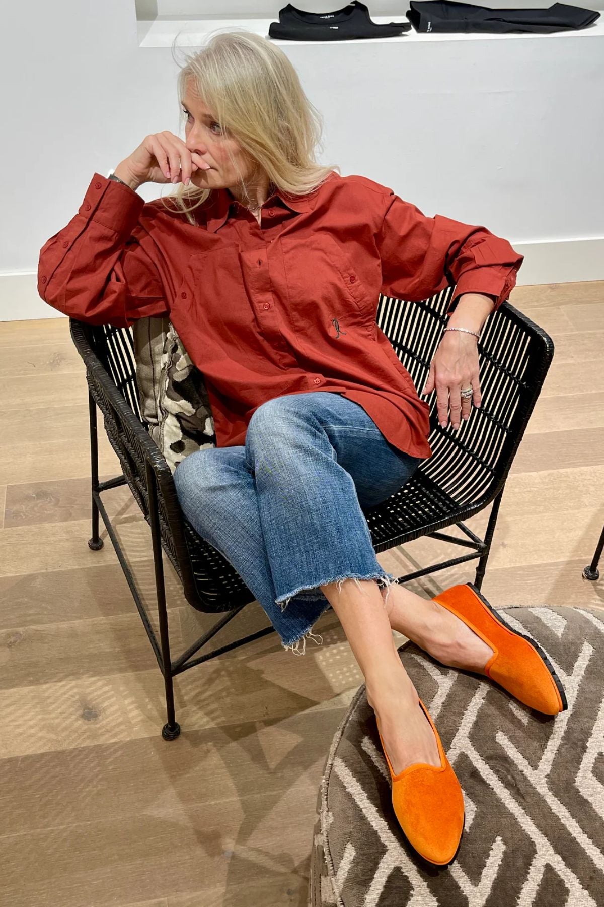 Orange Velvet Slippers