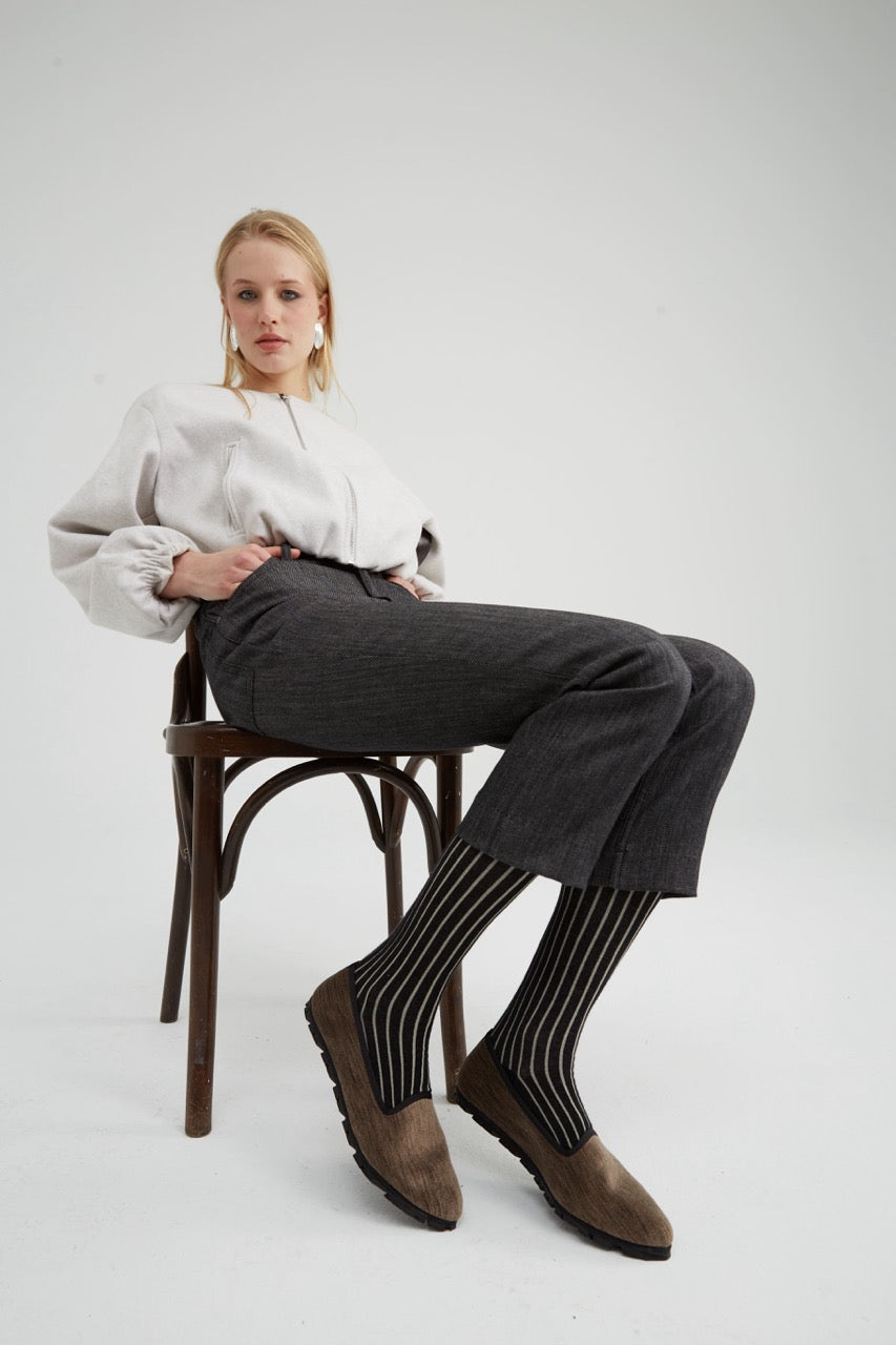 Calcetín Rayas Marfil