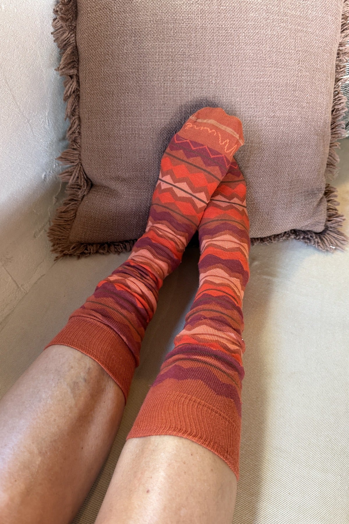 Burgundy Zigzag Sock