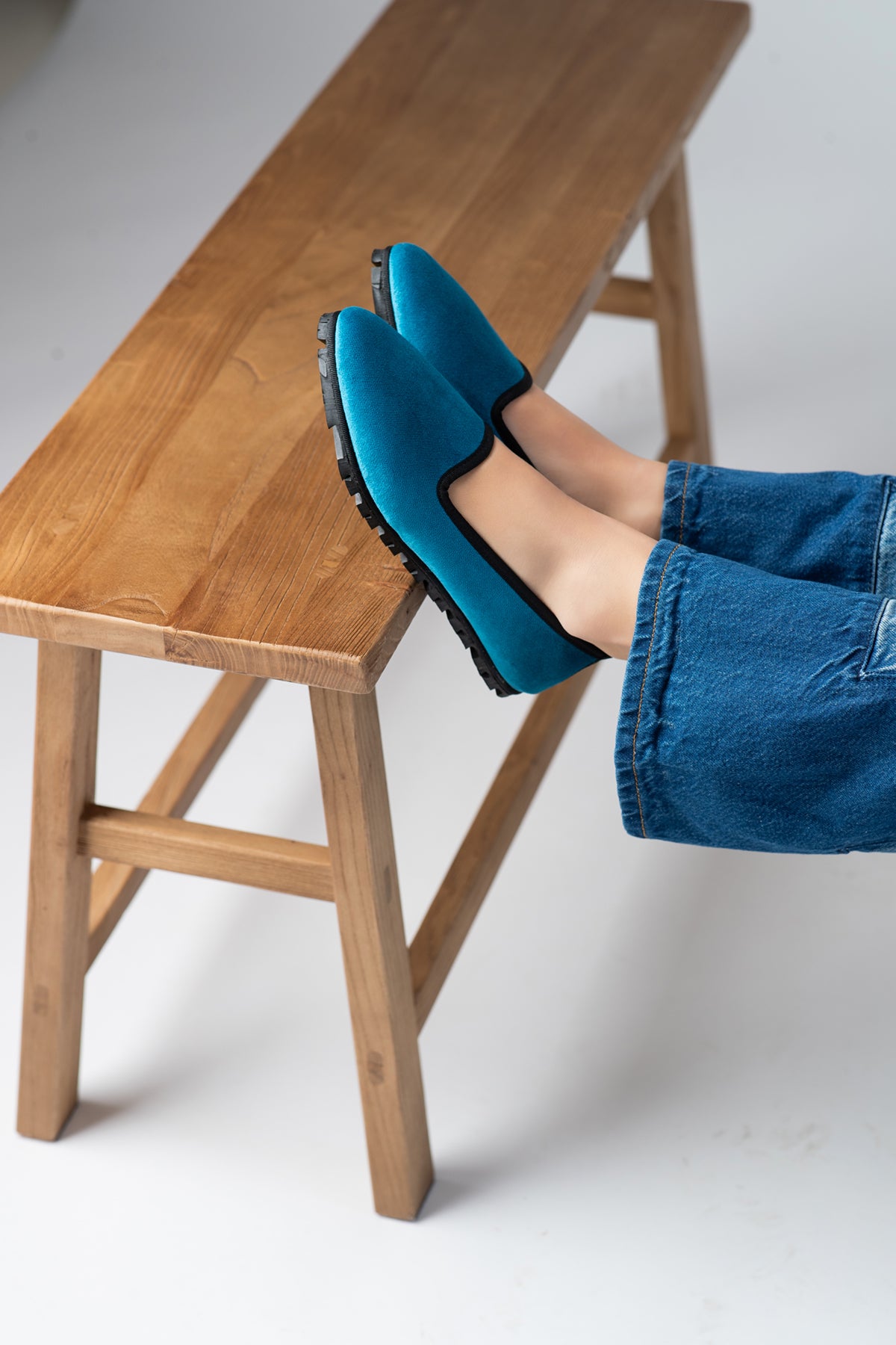 Slippers Terciopelo Azul Francia