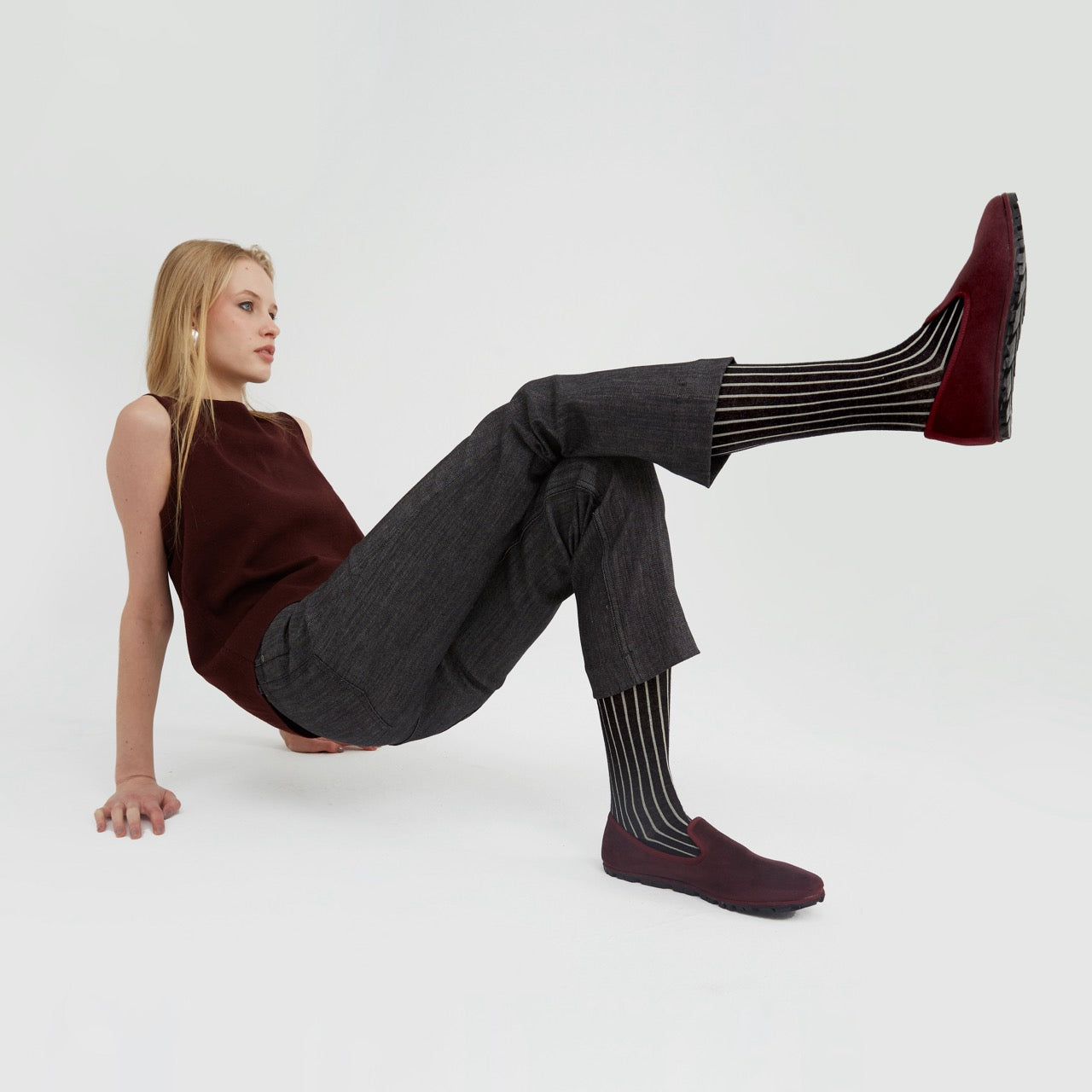 Calcetín Rayas Marfil