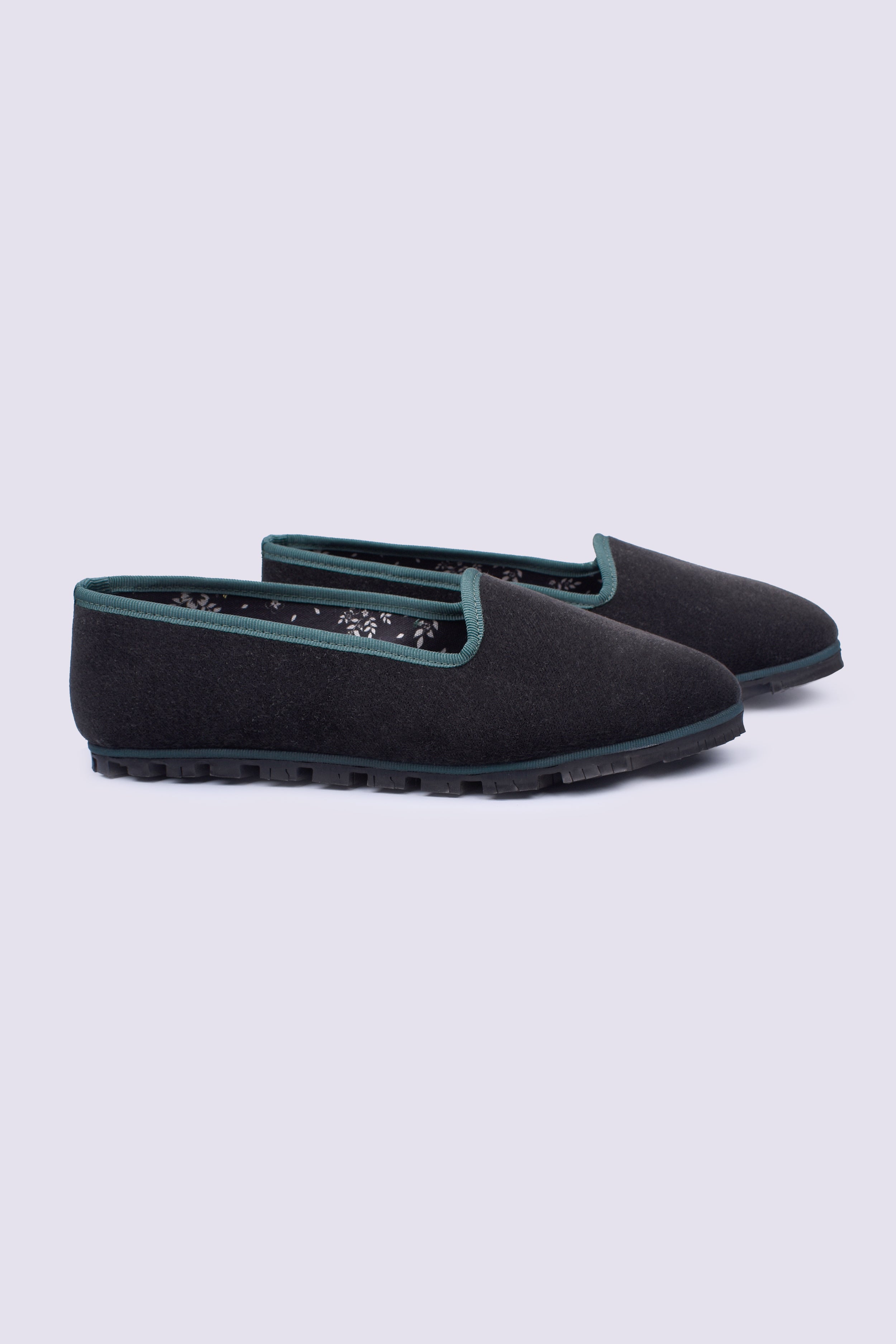 Slippers Bicolor Terciopelo Negro
