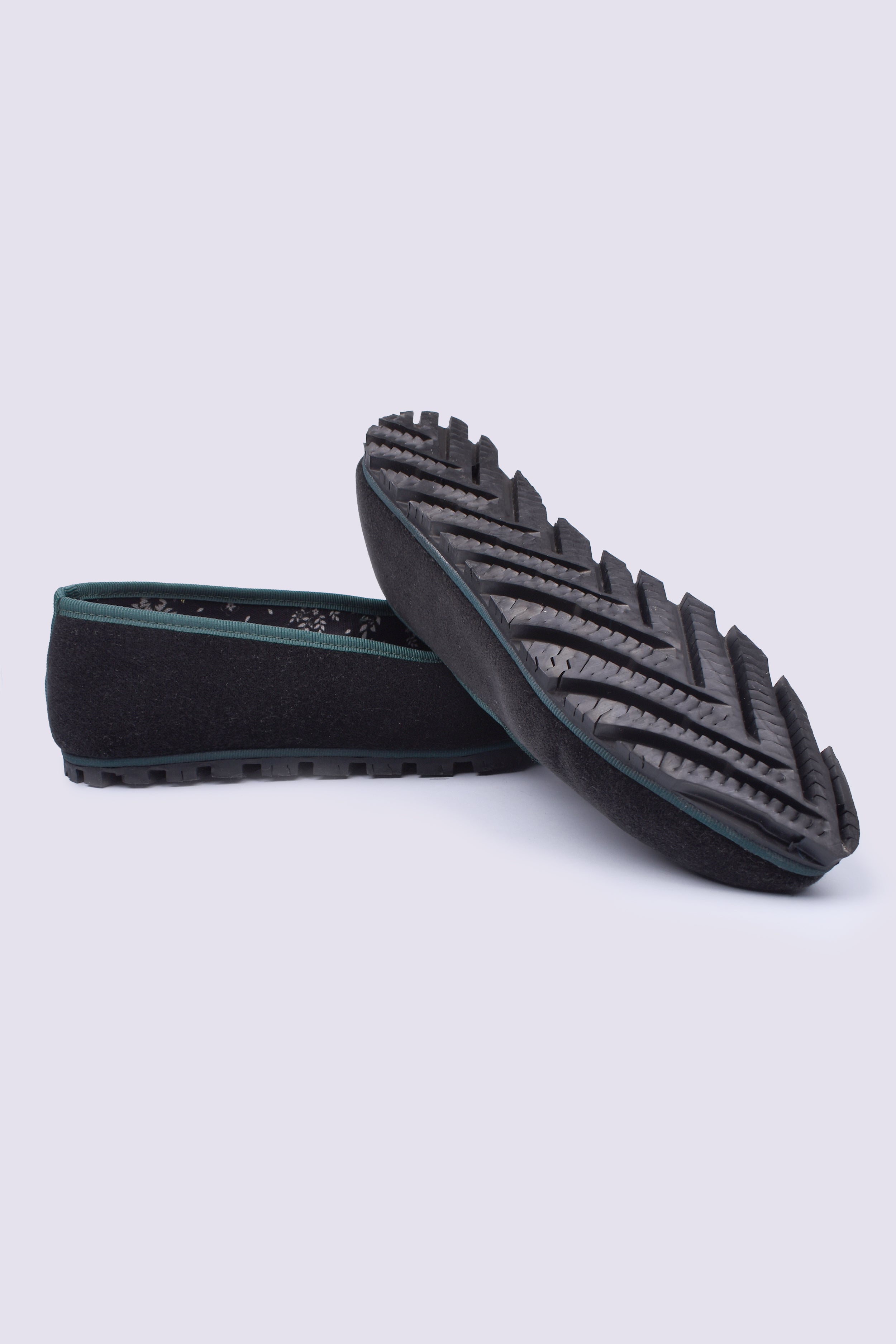 Slippers Bicolor Terciopelo Negro