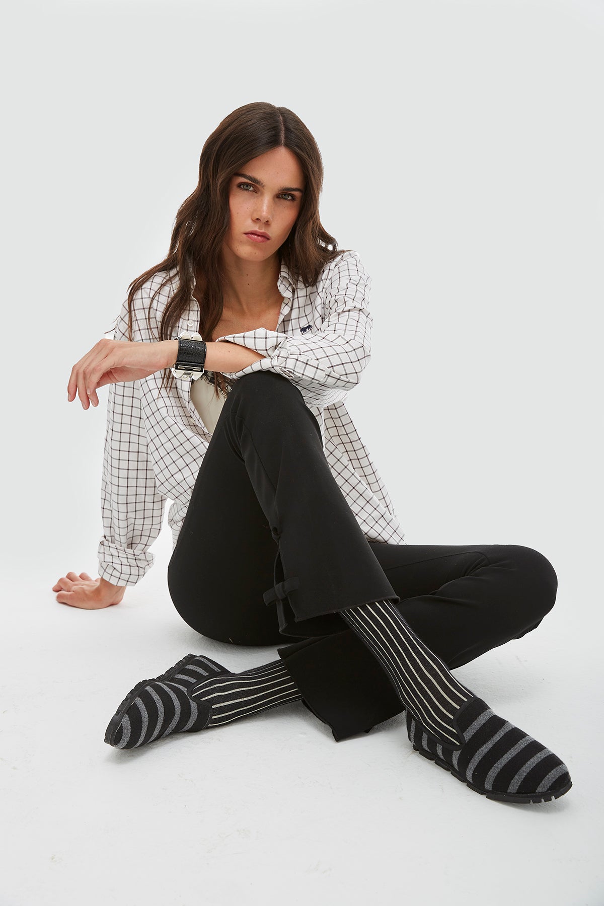 Calcetín Rayas Marfil