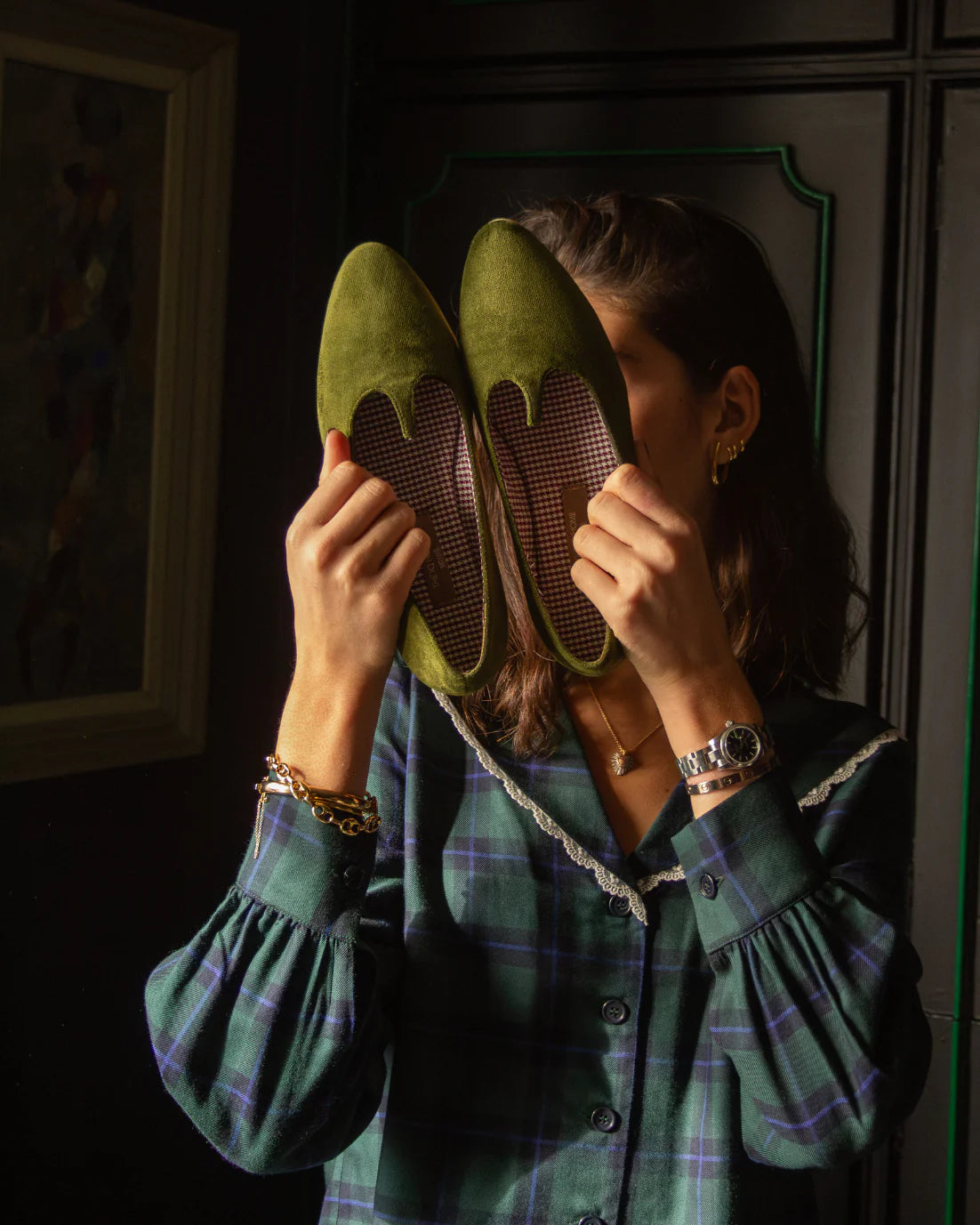 Slippers IQ Home Terciopelo Verde