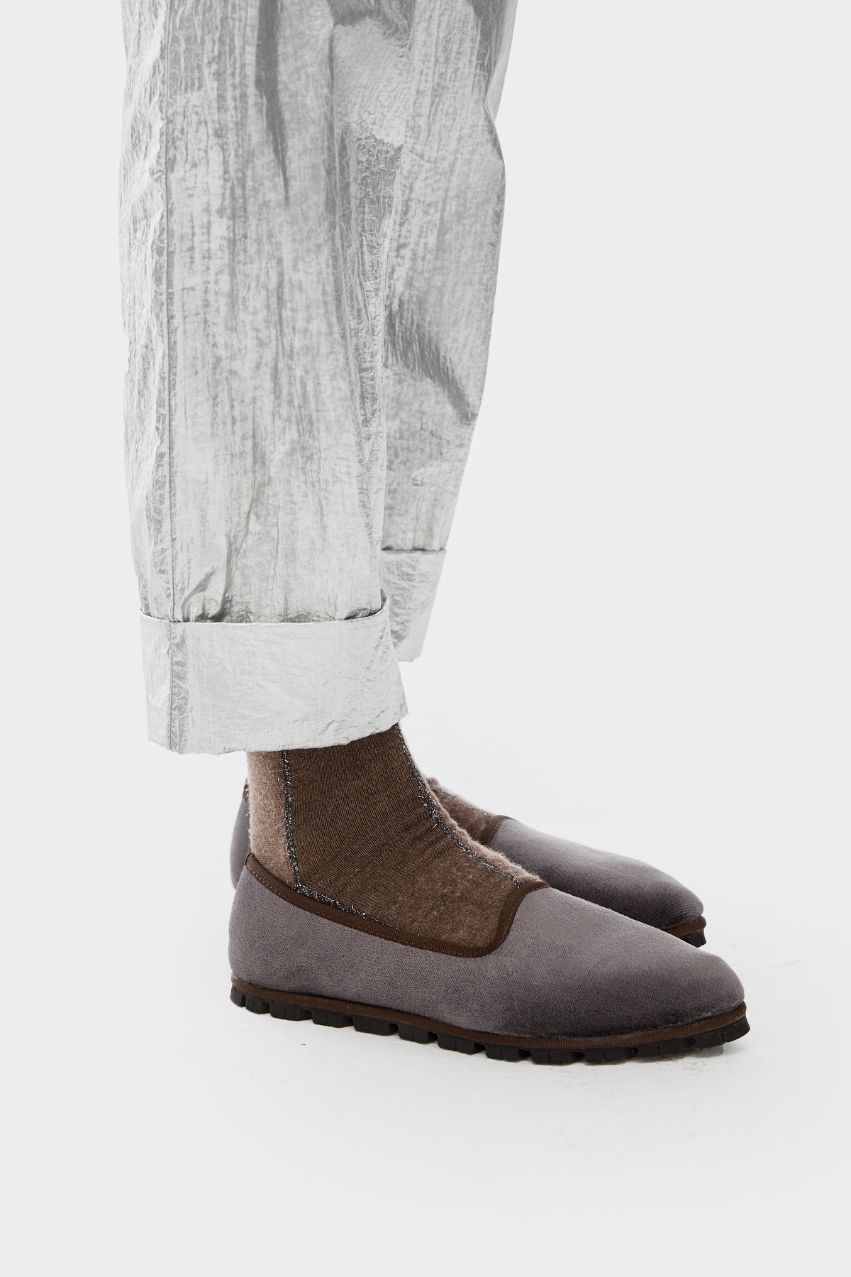Slippers Bicolor Terciopelo Marengo