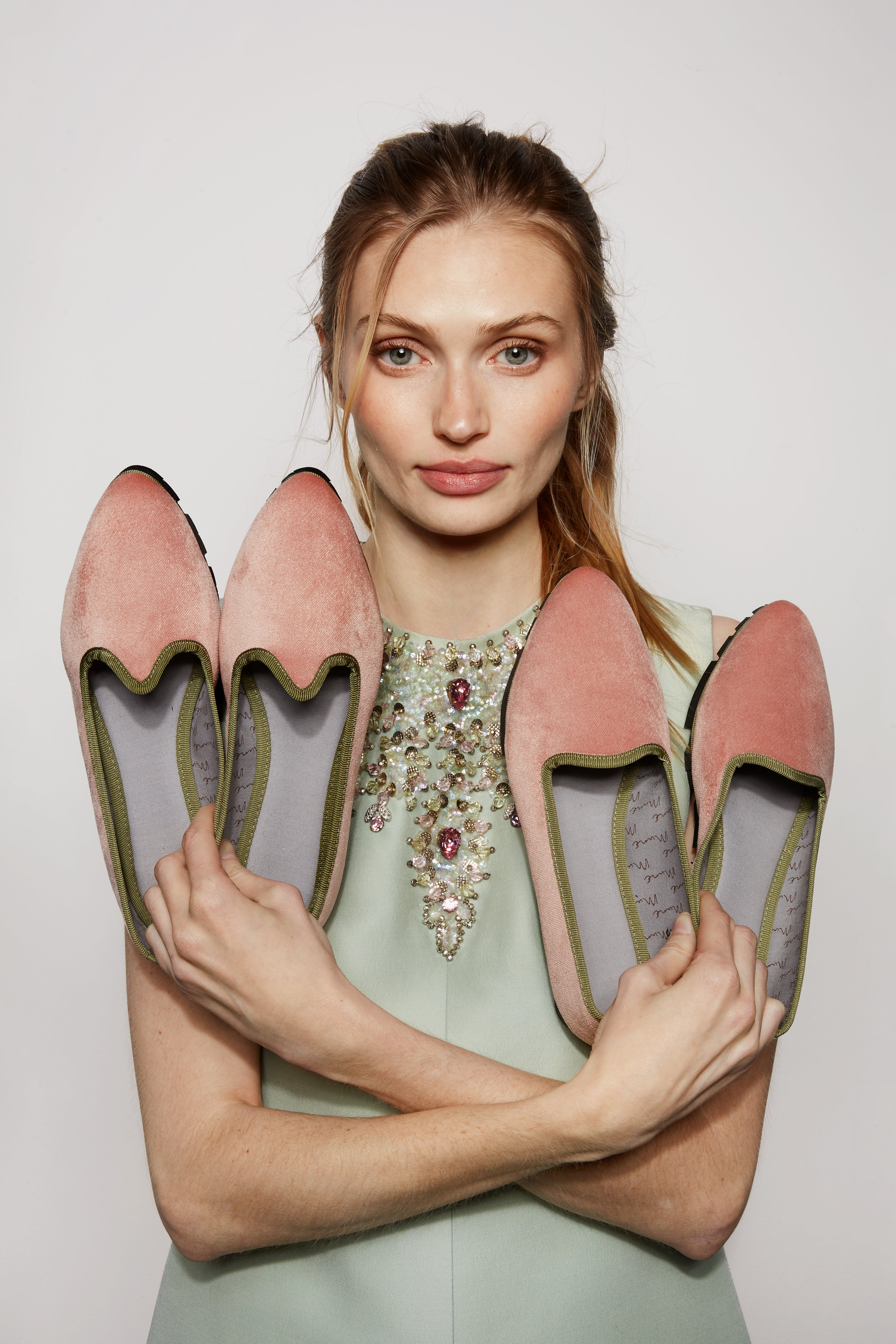 Slippers Pitti Terciopelo Rosa Palo