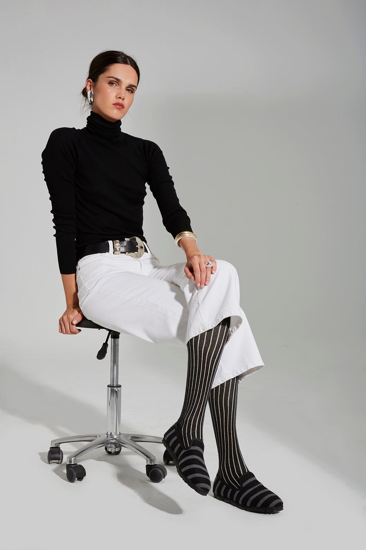 Calcetín Rayas Marfil