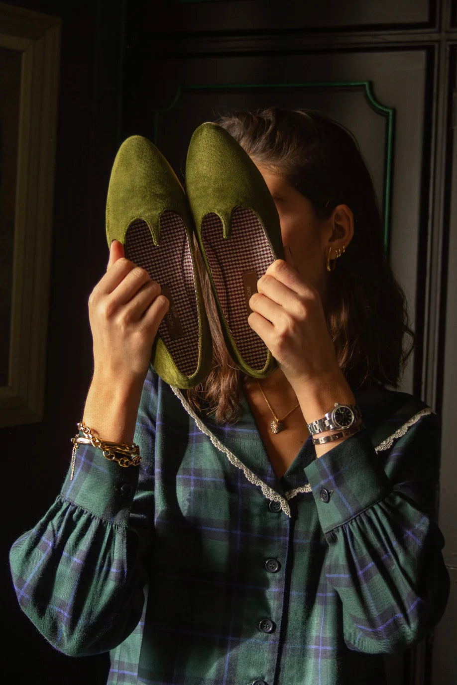 Slippers IQ Home Terciopelo Verde