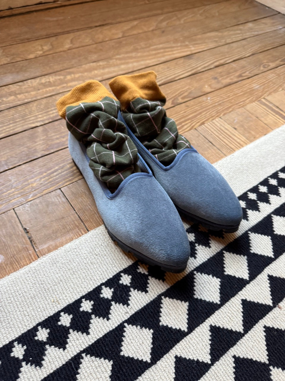 Slippers Terciopelo Azul Plomo